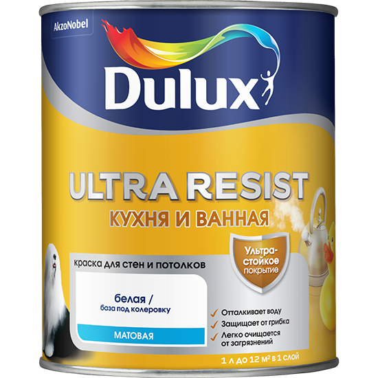 Dulux Ultra Resist / Дюлакс Ультра Резист Краска для кухни и ванной полуматовая - фото 4536
